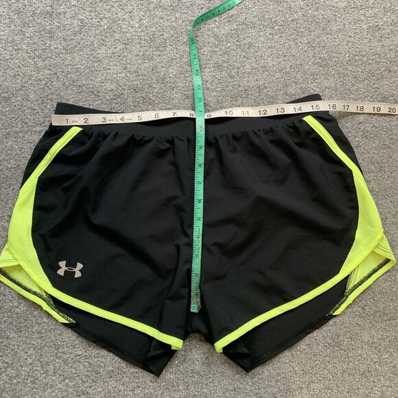 Under Armour Shorts Womens M Medium Black Highlighter HeatGear Loose Running - Picture 8 of 13